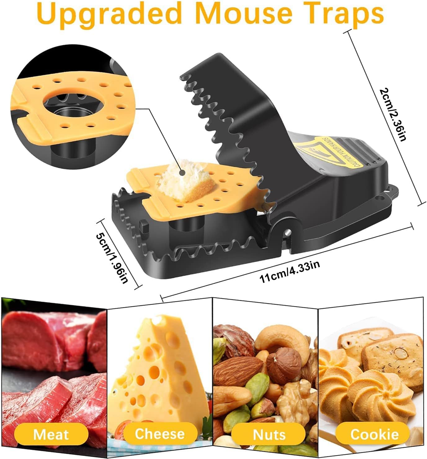Wysteria Mouse Traps 12 Pack for Mice, Reusable Snap Traps Indoor for Home, No-Touch Safe Design, Quick Set Sensitive Trigger, Mice & Small Rat Catcher for Kitchen, Garage, Basement