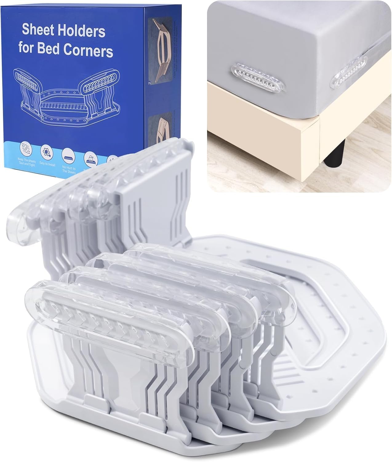 Wysteria Bed Sheet Holders 4PCS – Adjustable Anti-Slip Sheet Clips