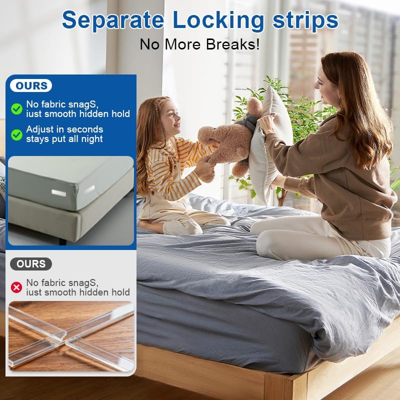 Wysteria Bed Sheet Holders 4PCS – Adjustable Anti-Slip Sheet Clips