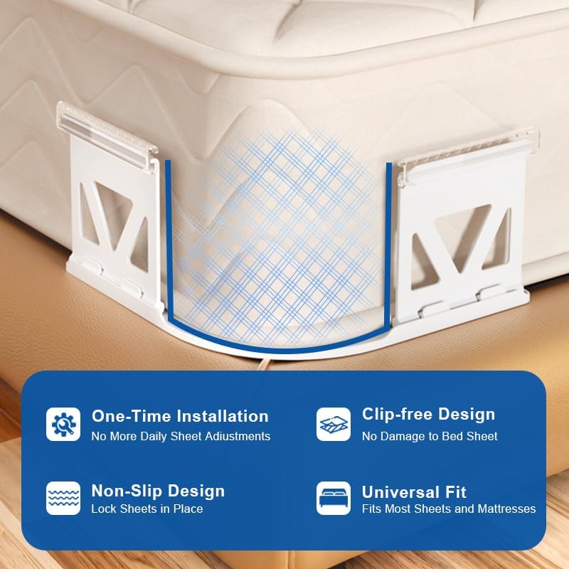 Wysteria Bed Sheet Holders 4PCS – Adjustable Anti-Slip Sheet Clips