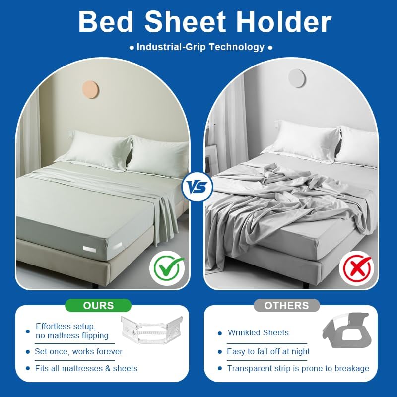 Wysteria Bed Sheet Holders 4PCS – Adjustable Anti-Slip Sheet Fasteners