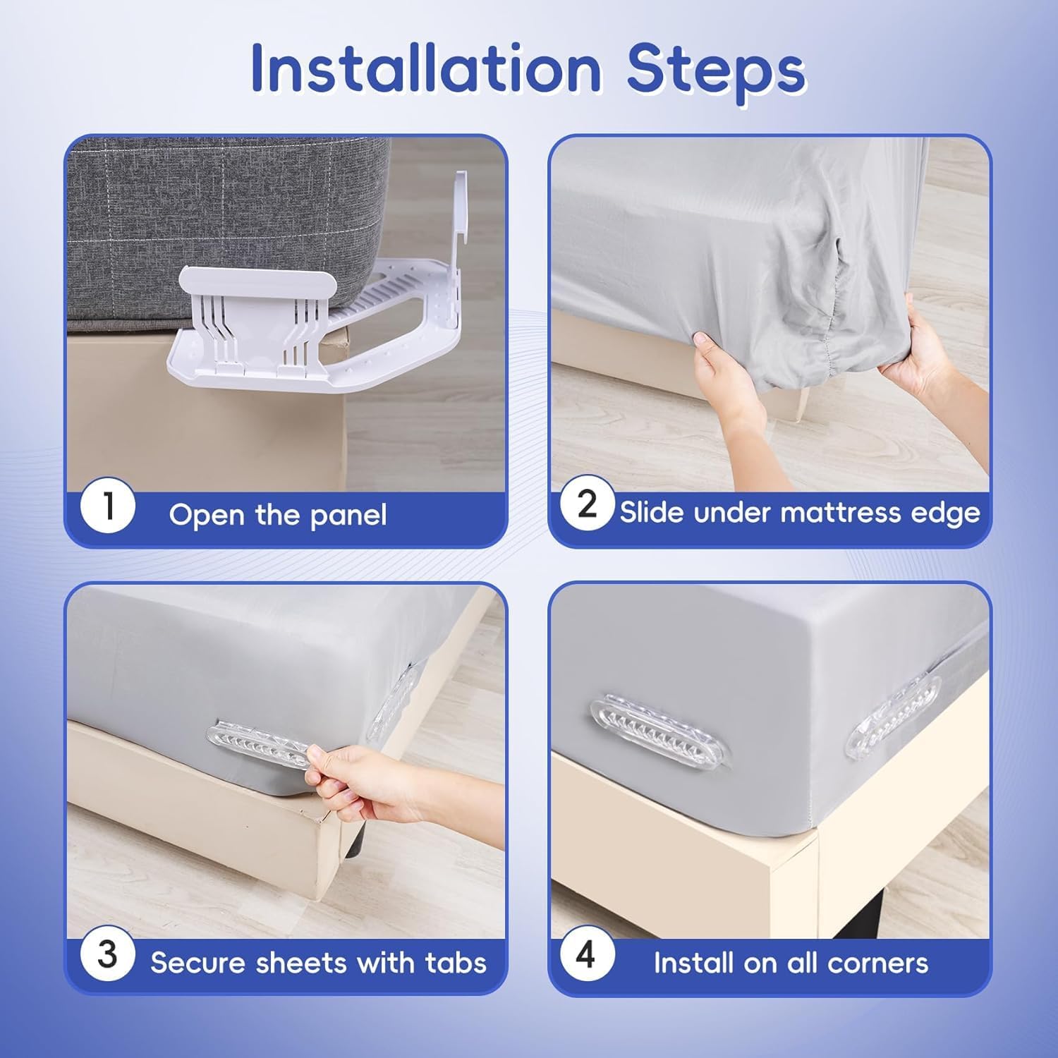 Wysteria Bed Sheet Holders 4PCS – Adjustable Anti-Slip Sheet Clips