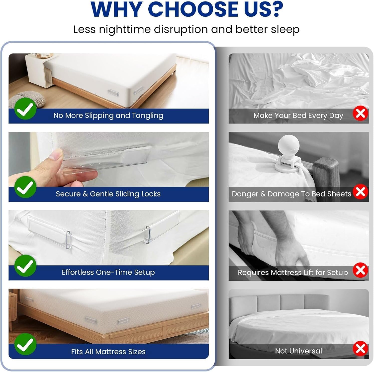 Wysteria Bed Sheet Holders 4PCS – Adjustable Anti-Slip Sheet Fasteners