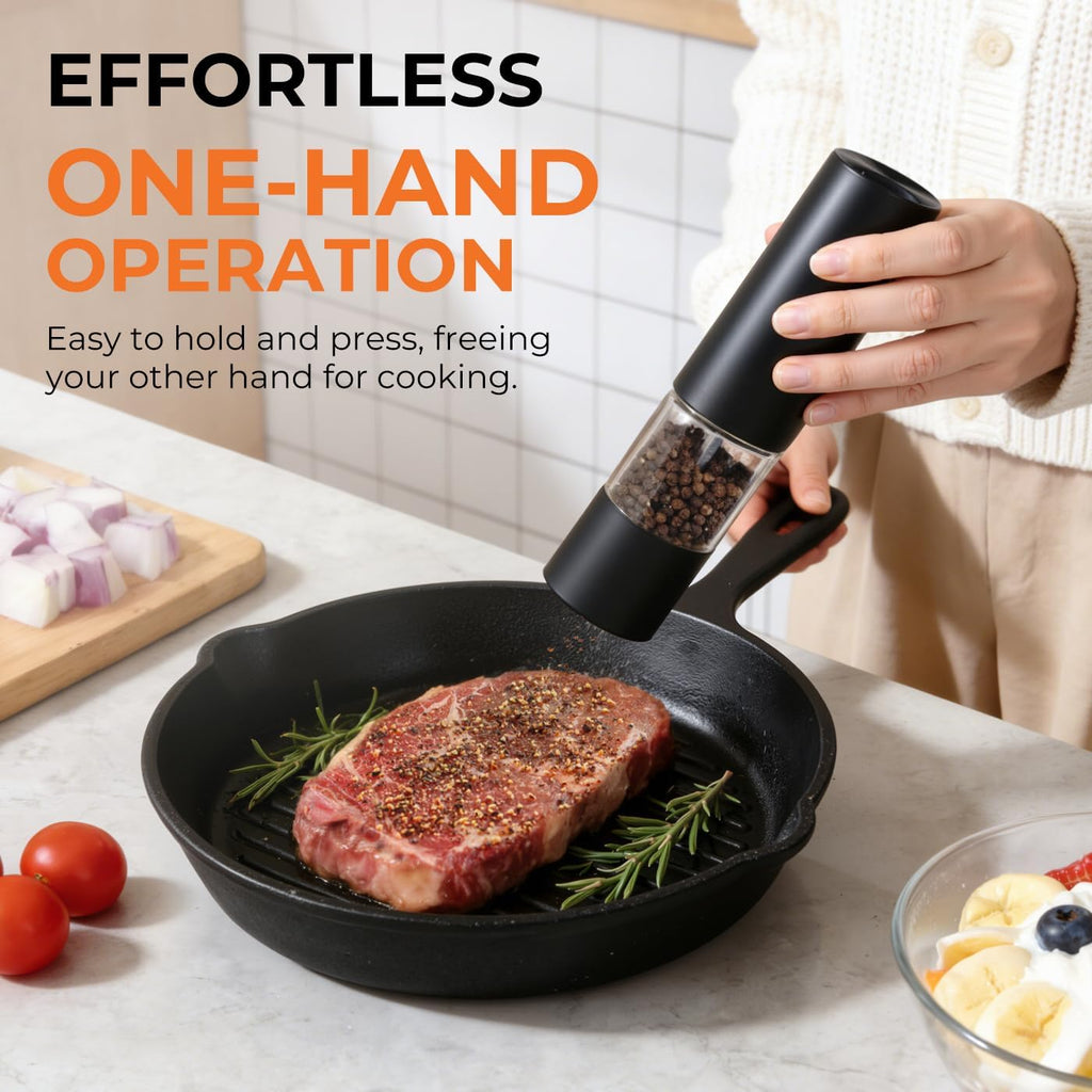 Wysteria Electric Salt & Pepper Grinder Set – Rechargeable Automatic Spice Mills