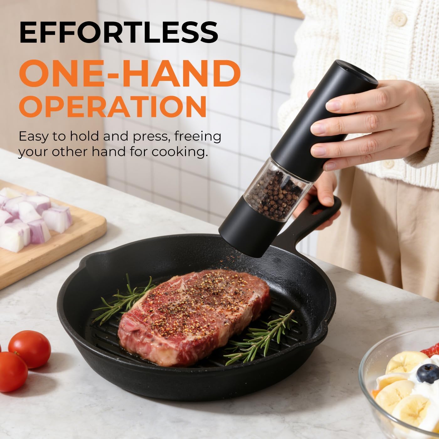 Wysteria Electric Salt & Pepper Grinder Set – Rechargeable Automatic Spice Mills